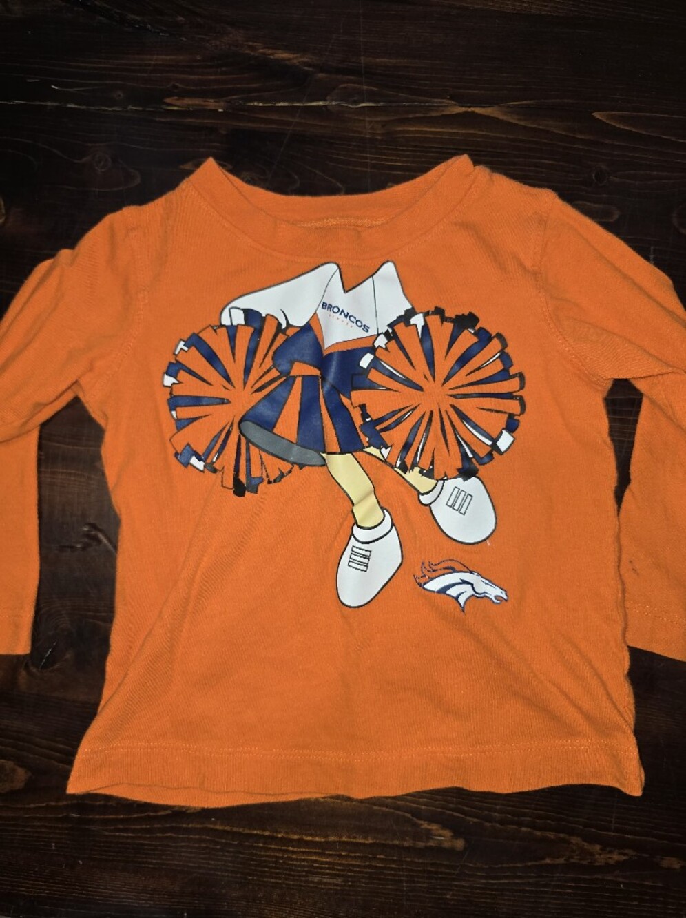 NFL Denver Broncos Orange Cheerleader Long Sleeve T-Shirt | Toddler Girl Size 2T